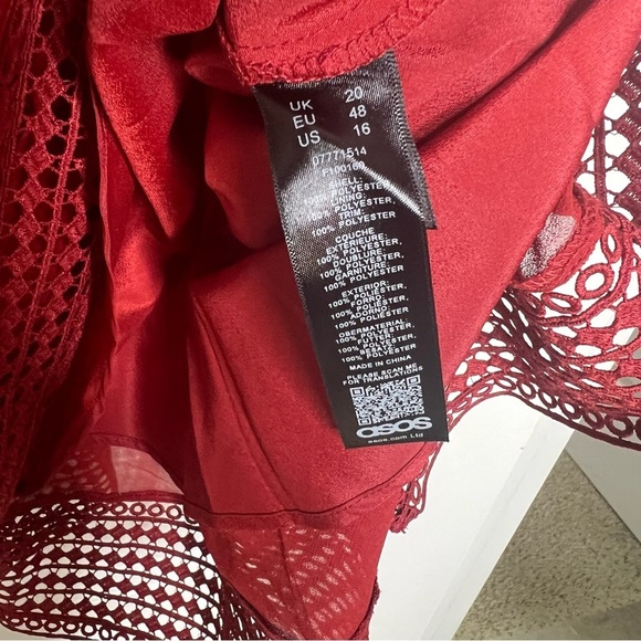 ASOS DESIGN dark red Curve mini tea dress size 16 - Picture 9 of 14